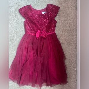 Elegant Burgundy / Red Sequin Holiday Kids Dress